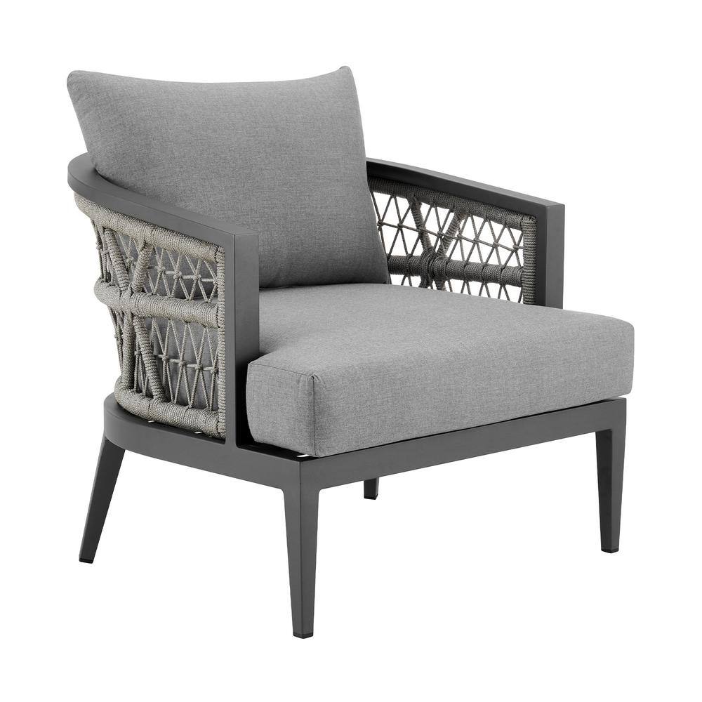 Zella Gray Aluminum Outdoor Patio Armchair with Cushions