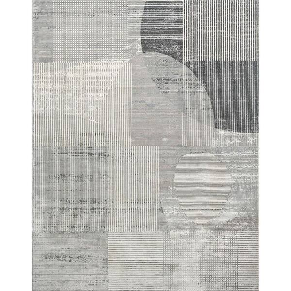 KALATY Celeste 4 ft. x 4 ft. Grey Tones Square Abstract Washable Area ...