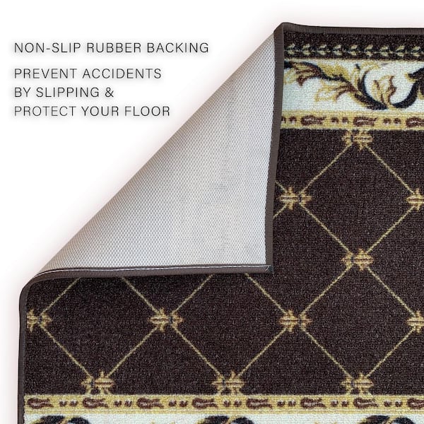Trellis French Brown Color 31 in. Width x Your Choice Length Custom Size Roll Runner Rug/Stair Runner
