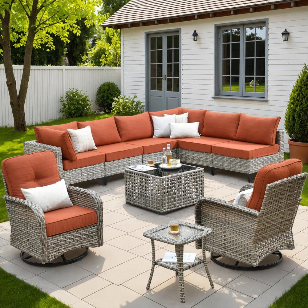 XIZZI Aquarius 10-Piece Wicker Patio Conversation Seating Sofa Set