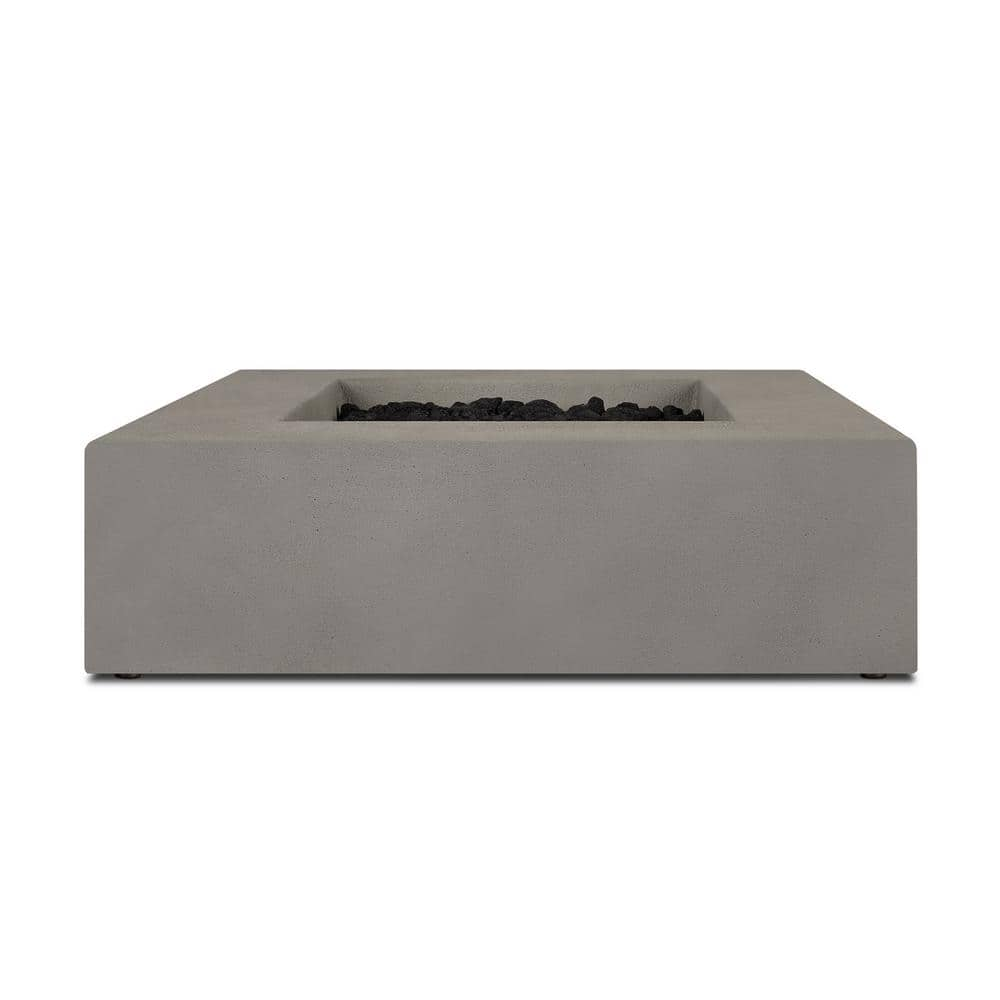 JENSEN CO Matteau 40 in. Square Concrete Composite Propane Fire Table in Flint with Vinyl Cover