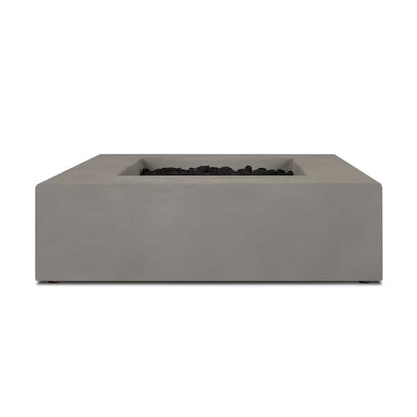 JENSEN CO Matteau 40 in. Square Concrete Composite Natural Gas Fire Table in Flint with Vinyl Cover