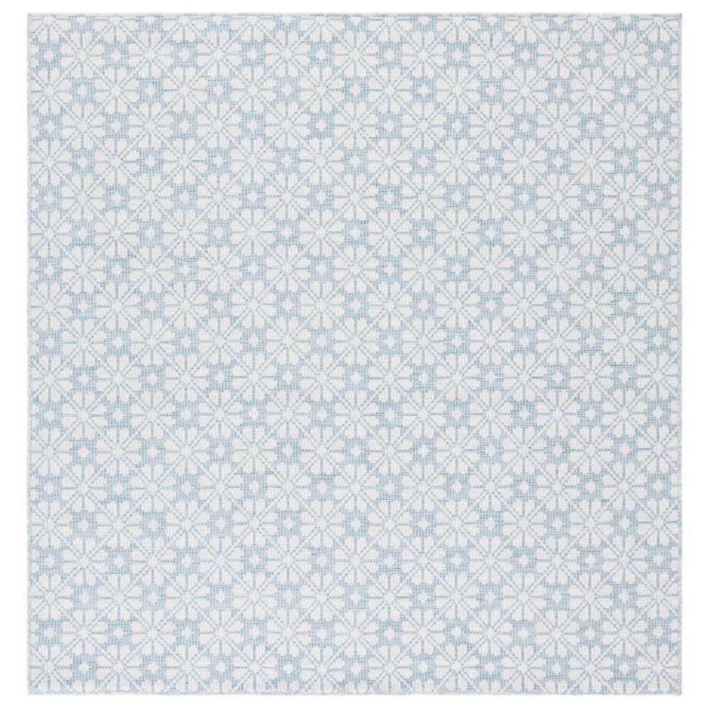 Martha Stewart 6 ft. x 6 ft. Aqua Monochrome Floral Square Area Rug price history on PriceWatchPro