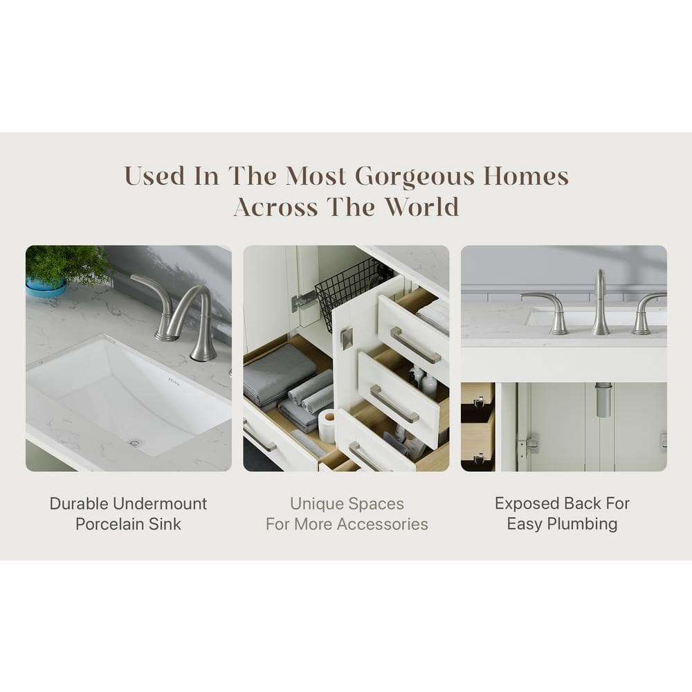Aberdeen 42" White Marble Single Bathroom Vanity