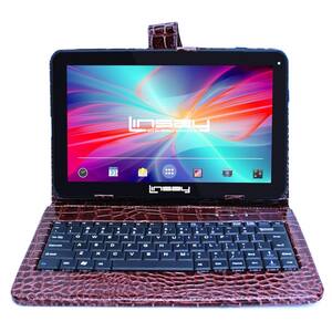 10.1 in. 2GB RAM 32GB Android 12 Quad Core Tablet with Brown Crocodile Keyboard
