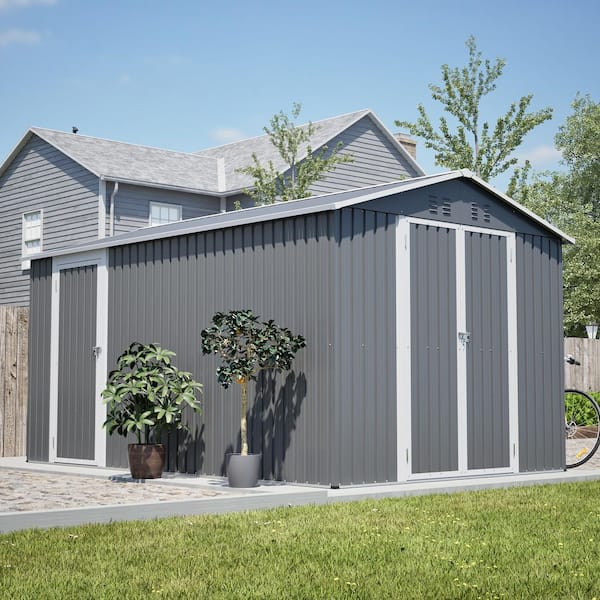 12 ft. W x 8 ft. D Metal Aluminum Tool Shed with Additional Side