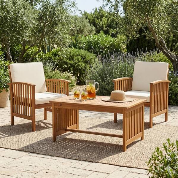 18.25 in. Brown Rectangular Wooden Outdoor Coffee Table
