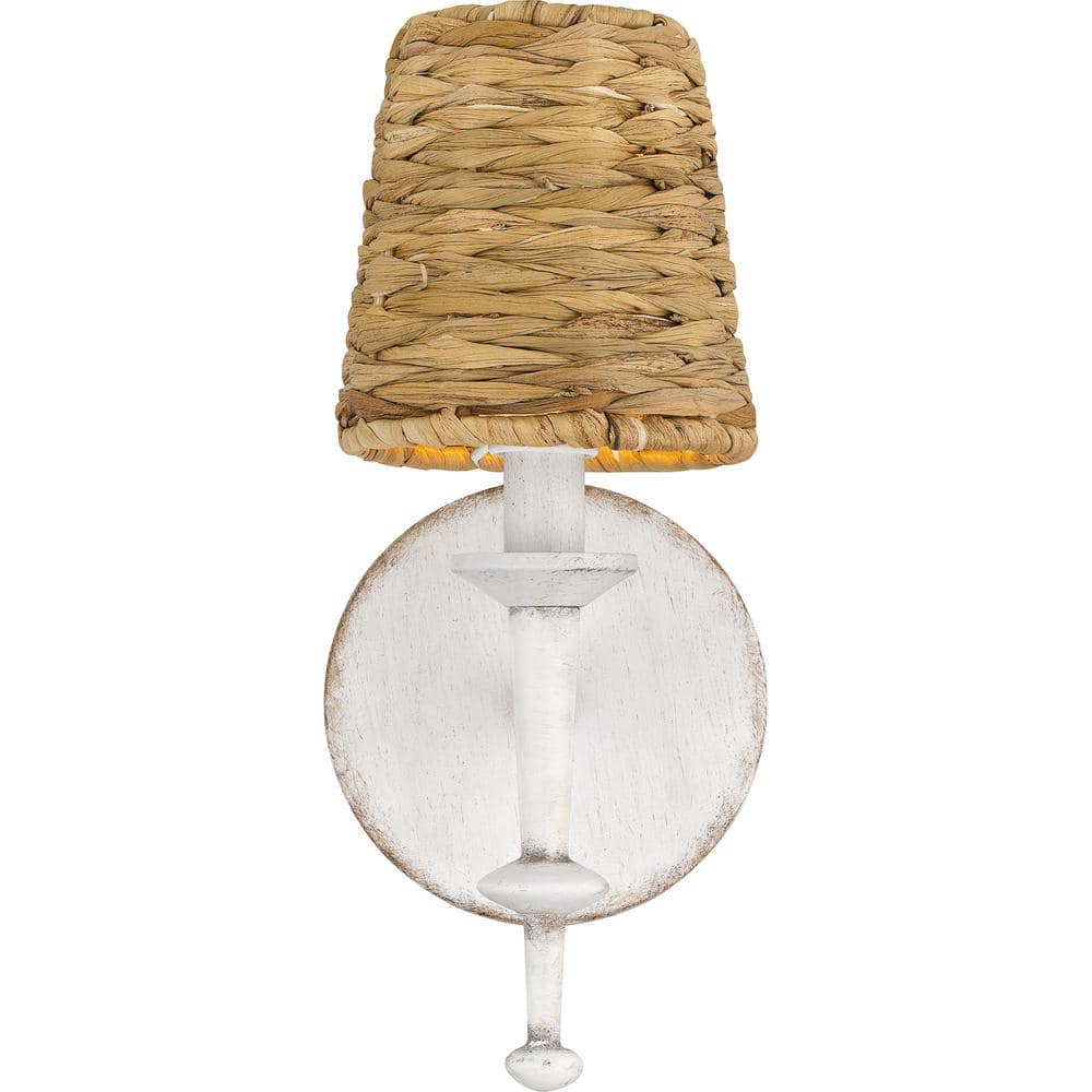 Antique White Seagrass Shade Coastal Wall Sconce