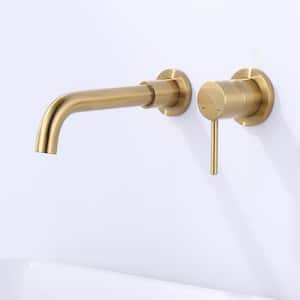 Single Handle Wall Mounted Bathroom Faucet in Gold