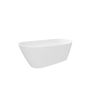 67 in. x 30 in. Freestanding Soaking Bathtub in Glossy White with Brushed Nickel Left Drain