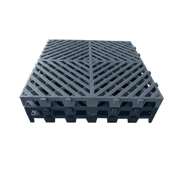 Wellco 15.7 in. x 15.7 in. x 1.18 in. Drainage Interlocking Floor Tiles Gray Splicing Grating, (30pack) (51 sq. ft.)