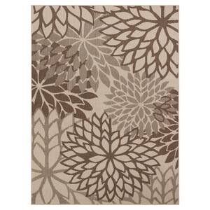 Edith Collection Floral Design 5x7 Non Shedding Indoor/Outdoor Area Rug, 5 ft. 3 in. x 6 ft. 11 in., Beige