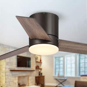 Kielah 48 in. Integrated LED Bronze Flush Mount Ceiling Fan with Light and Remote Control