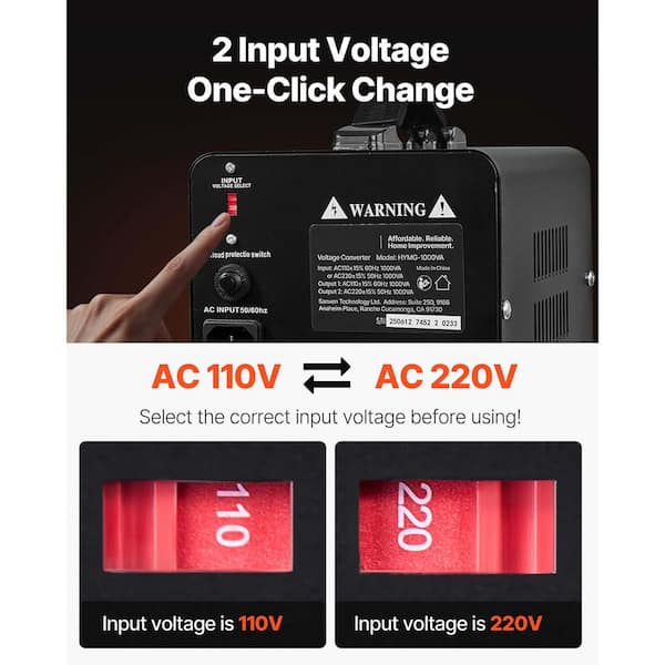 SKYSHALO Voltage Converter Transformer 1000VA Heavy Duty Step Up