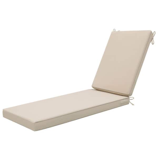74 in. x 23 in. Waterproof Outdoor Chaise Lounge Cushion for Patio Furniture in Beige (Set of 1)