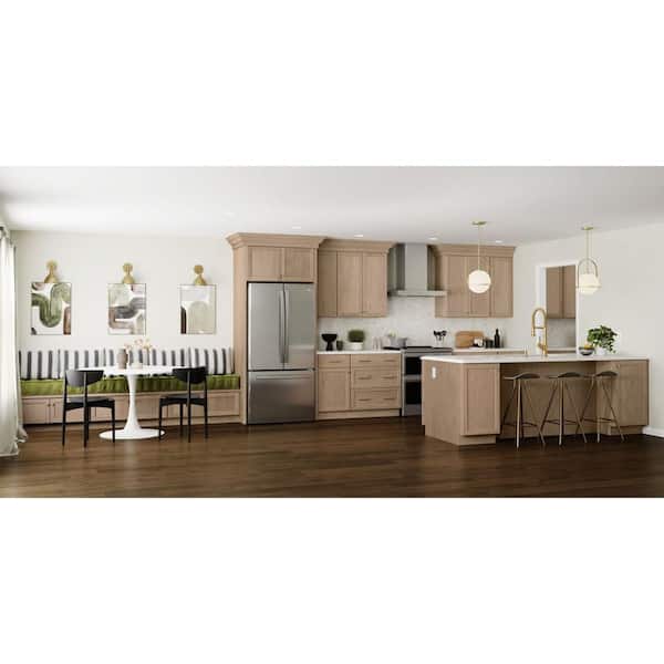 Sinclair 36 in. W x 24 in. D x 34.5 in. H Assembled Sink Base Cabinet in Shaker Light Oak