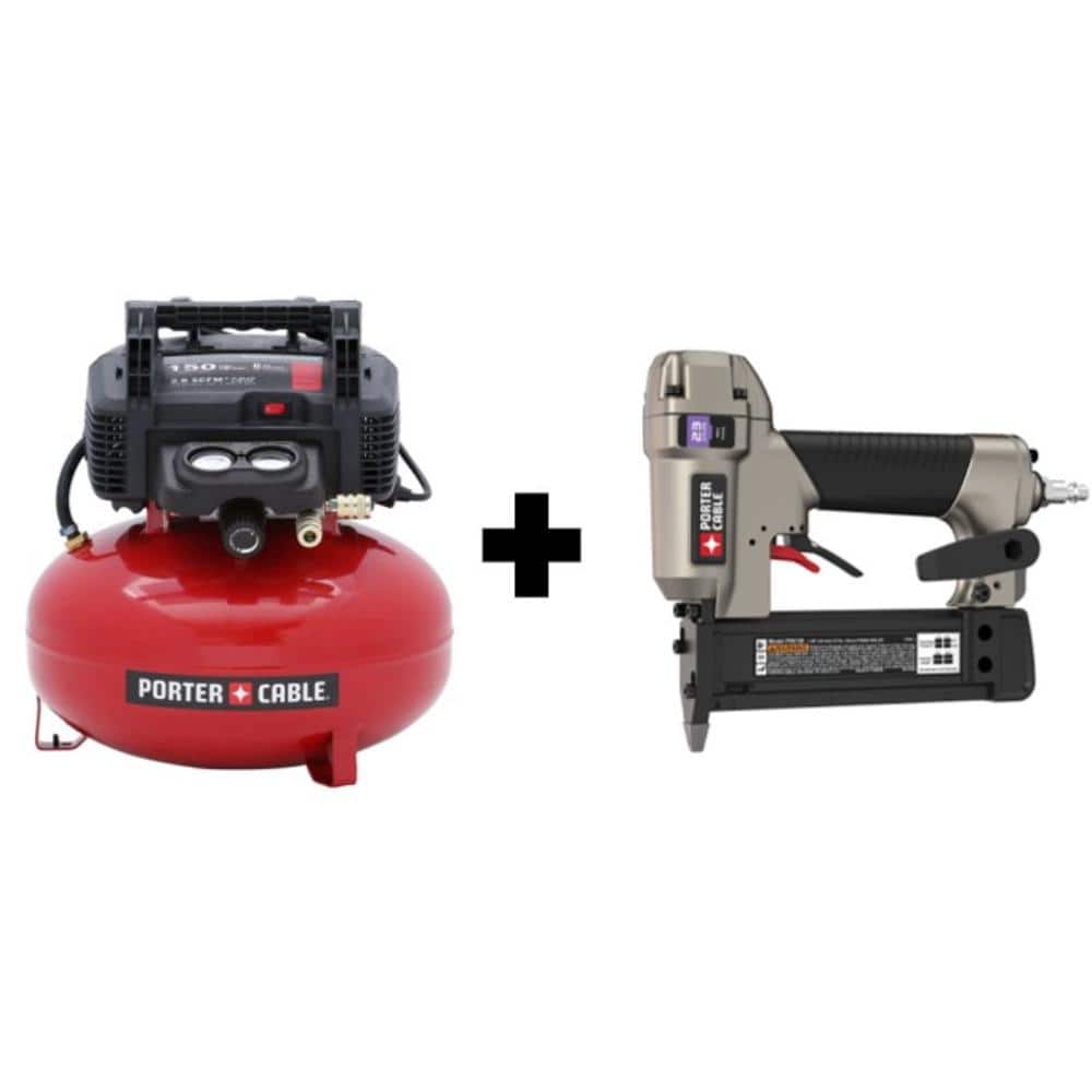 Porter-Cable 6 Gal. 150 PSI Portable Electric Air Compressor and Pneumatic 23-Gauge 1-3/8 in. Pin Nailer -  PIN138C2002