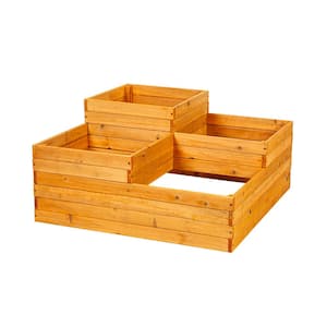 35 in. x 35 in. Wood Garden Multi-Tiered 4-Box Garden Bed