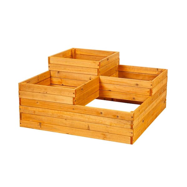 Evergreen 35 in. x 35 in. Wood Garden Multi-Tiered 4-Box Garden Bed