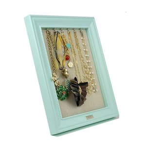 White Necklace Holder Jewelry Frame, Seafoam Green,12 in