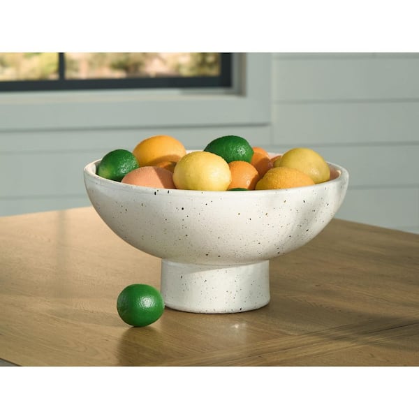 Dallinworth White/Black Round Terra Cotta 14 in. Decorative Bowls