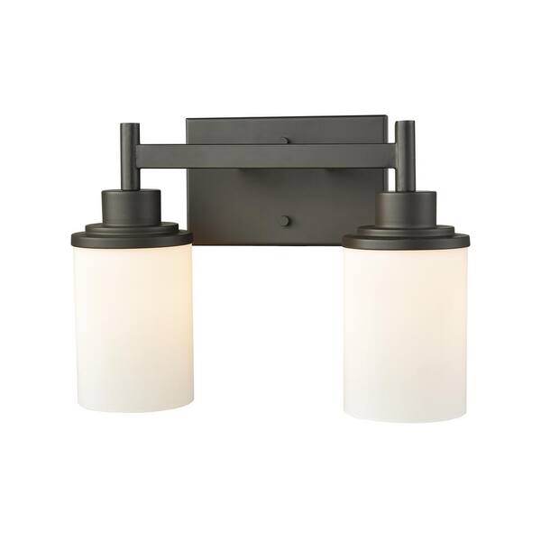Thomas Lighting Belmar 2-Light Oil Rubbed Bronze With Opal White Glass ...