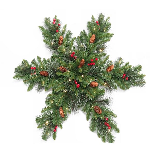 National Tree Company Crestwood Spruce 32 in. Artificial Snowflake with Battery Operated Warm White LED Lights