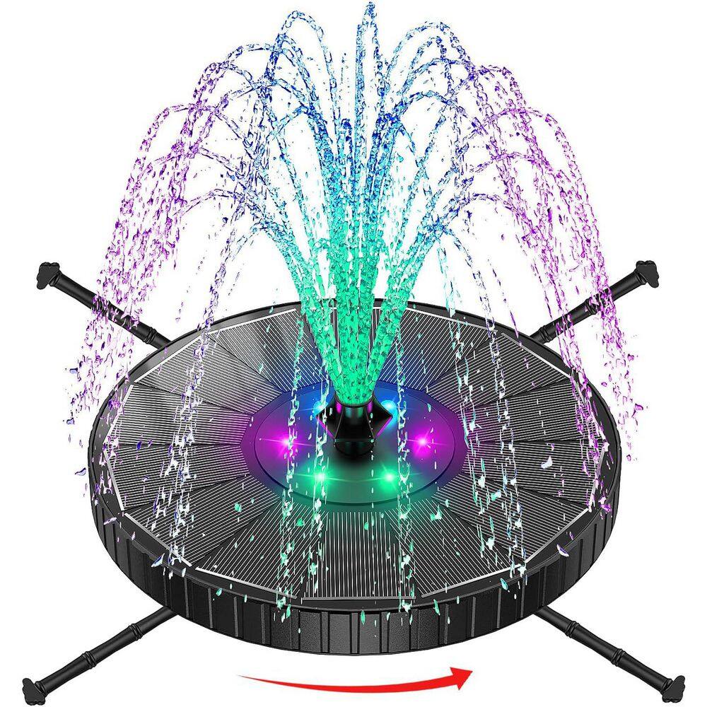 Outdoor Solar Fountain Pump Kit with Glass Panel, LED Lights, 7 Nozzles, Anti-Drift Rods, Black, 1 Piece price history on PriceWatchPro