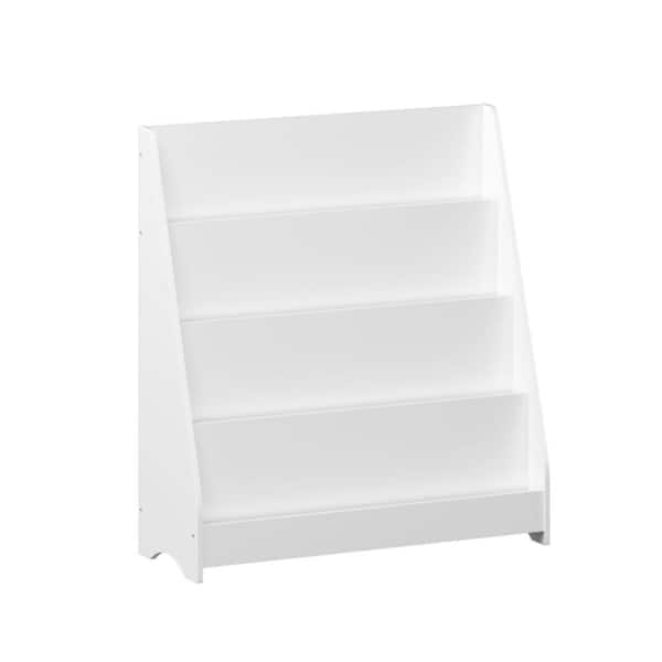White 31.5 in. W x 34.65 in. H Wood Freestanding Magazine Rack