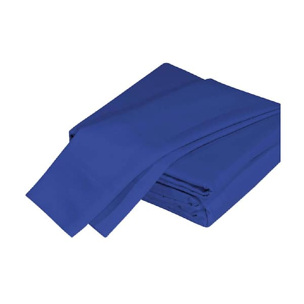 Afoxsos 4-Piece Dark Blue Solid Color Tencel Lyocell Queen Sheet Set with Super Absorbent, Cooling and Silky Smooth
