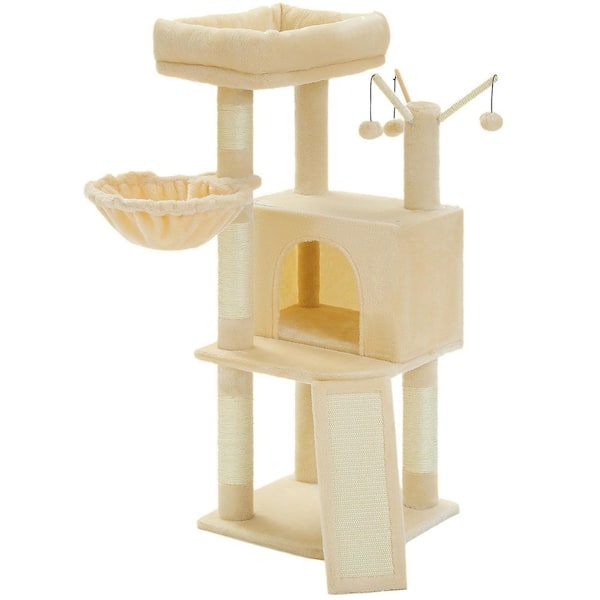 Beige Indoor Small to Medium Cat 41 in. Tall 3-Stories Cat Tree