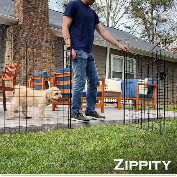 3 ft. W x 3.25 ft. H Black Metal Zippity Gate with 4-Fence Panels