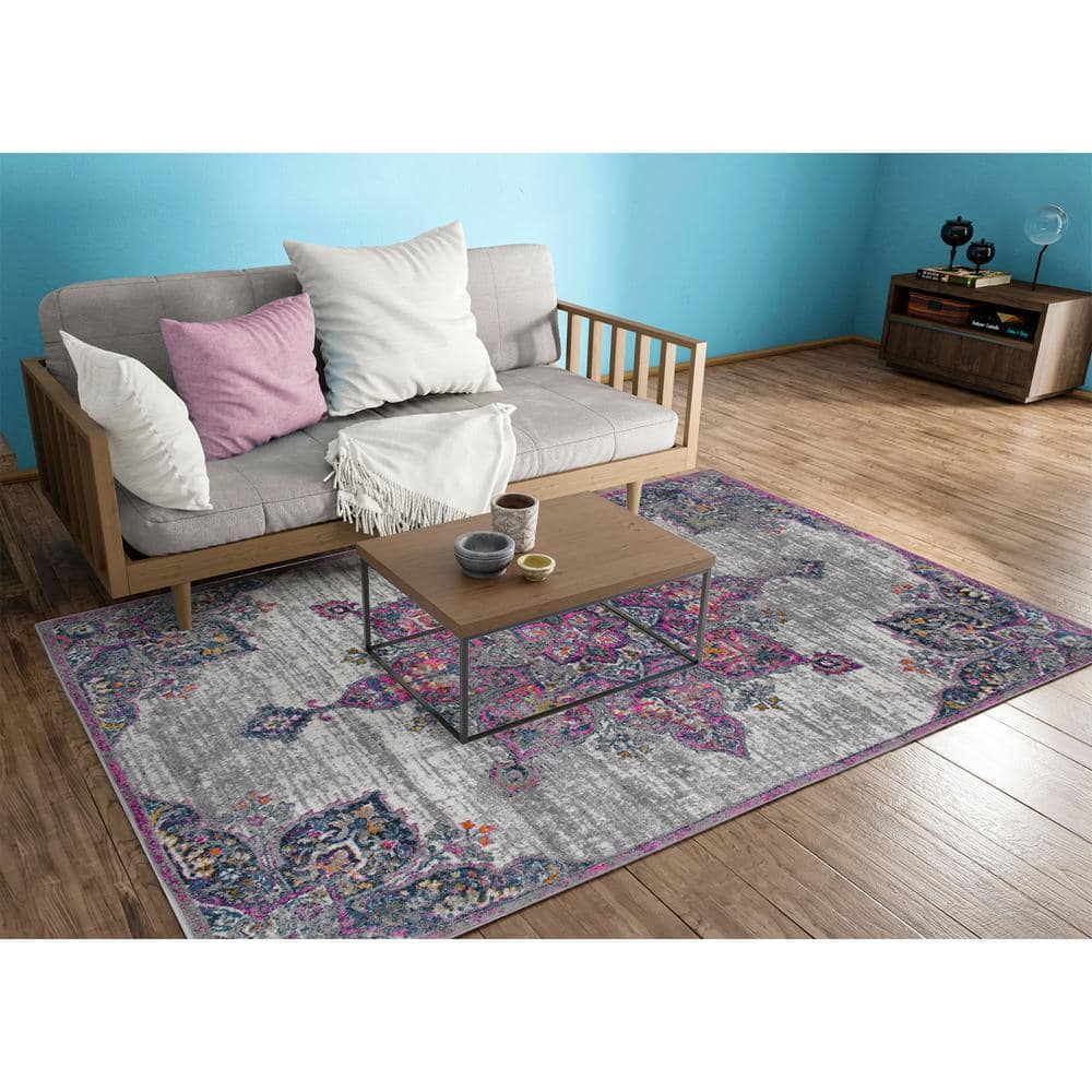 Isabelle Pink Rectangular Synthetic Bohemian Area Rug