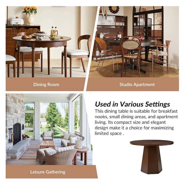 JAYDEN CREATION Estefana Walnut Modern 45 in. Round Dining Table