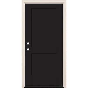 32 in. x 80 in. 2-Panel Right-Hand Onyx Fiberglass Prehung Front Door w/4-9/16 in. Frame and Bronze Hinges