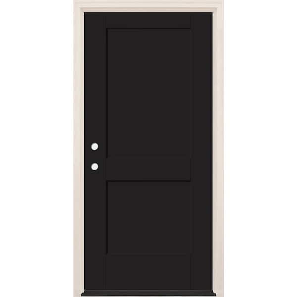 Builders Choice 32 in. x 80 in. 2-Panel Right-Hand Onyx Fiberglass Prehung Front Door w/4-9/16 in. Frame and Bronze Hinges