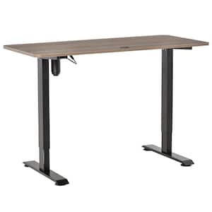 53 in. Teak and Black Electric Standing Desk with 4-Memory Button Control, Anti-Collision System Height Adjustable
