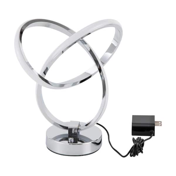 OUKANING 11.81 in. Silver Modern Linear Dimmable Integrated LED Table Lamp for Living Room Bedside