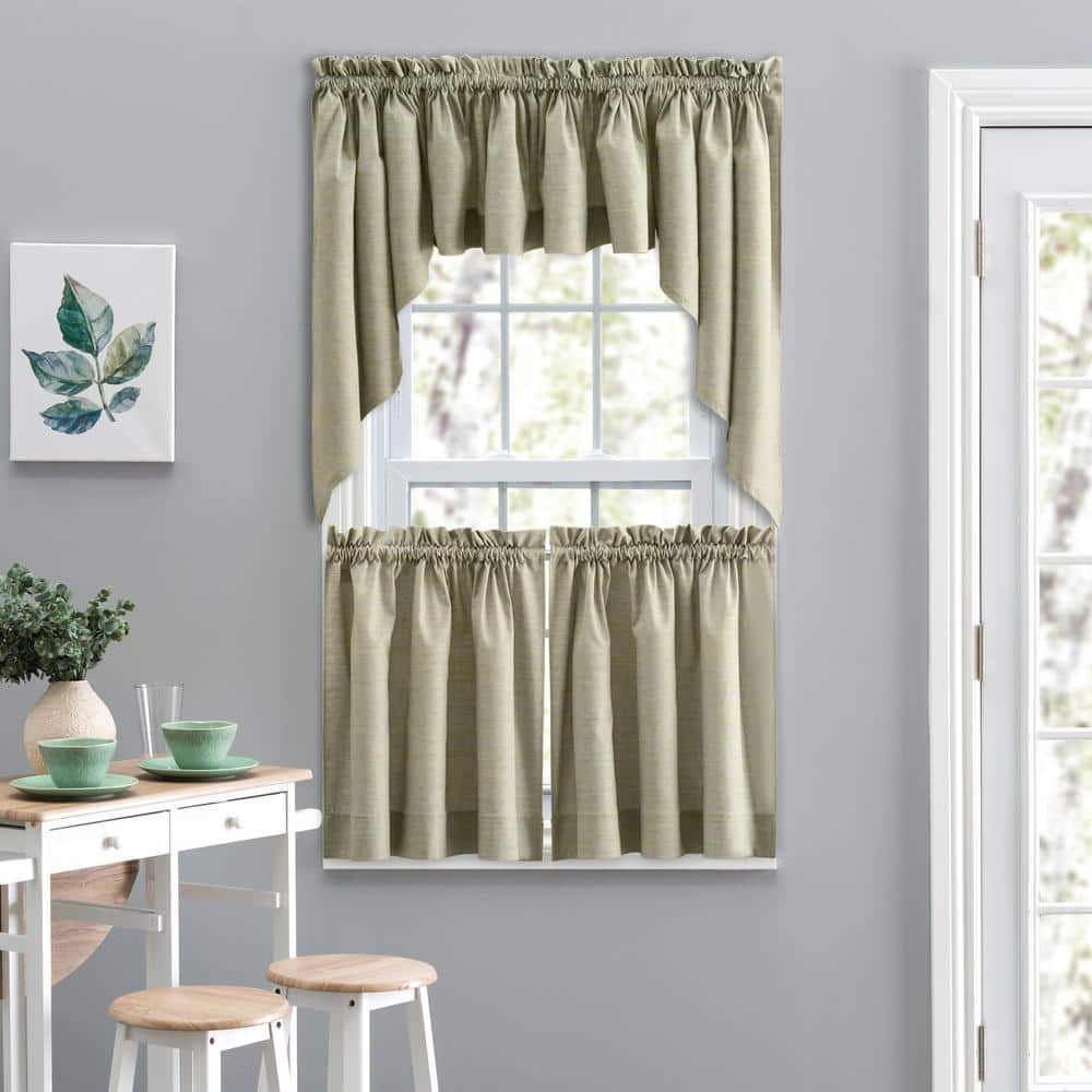 Mist Poly Cotton Duck Fabric Rod Pocket Tailored Swag Valance
