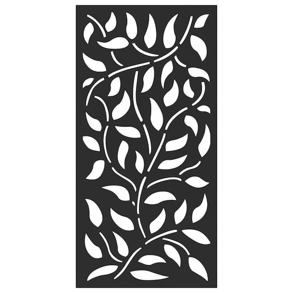 DESIGN VU Vines 6 ft. x 3 ft. Charcoal Recycled Polymer Decorative Screen Panel, Wall Decor and Privacy Panel