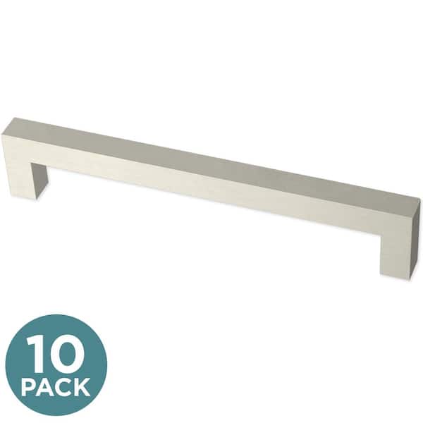 Liberty 10-Pack Modern Square 6-5/16 in. (160 mm) Modern Cabinet Drawer Pulls in Stainless Steel