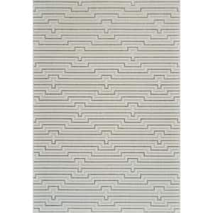 Maise Cream Beige 5 ft. x 7 ft. Modern Abstract Indoor Outdoor Area Rug