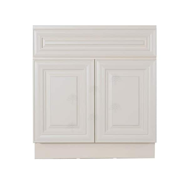 LIFEART CABINETRY Princeton Assembled 27 in. W x 21 in. D x 33 in. H Bath Vanity Cabinet with Two Doors Off-White Finish