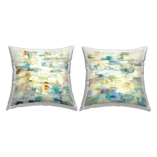 Stupell Industries Modern Hatched Abstraction Multi-Color Square Outdoor Throw Pillow 2-Pack