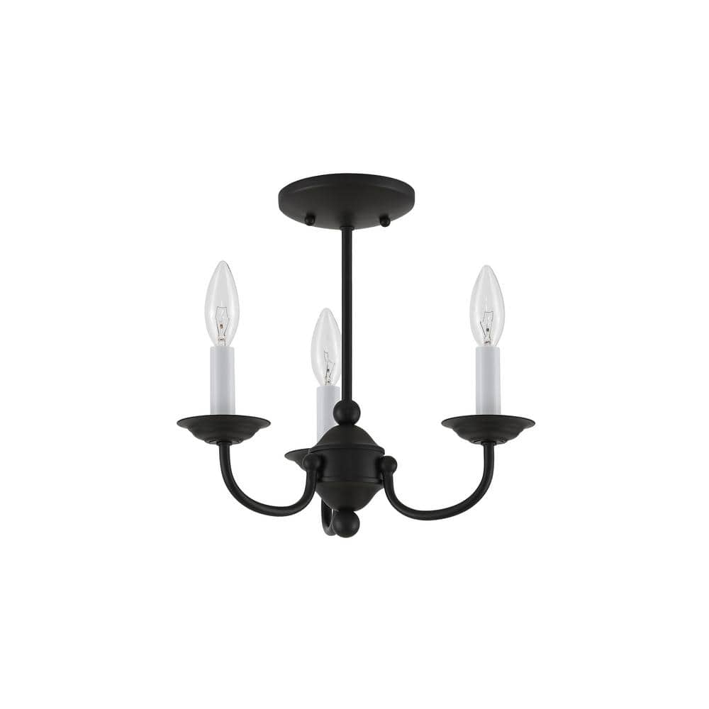 Black Steel 3-Light Mini Candle Chandelier