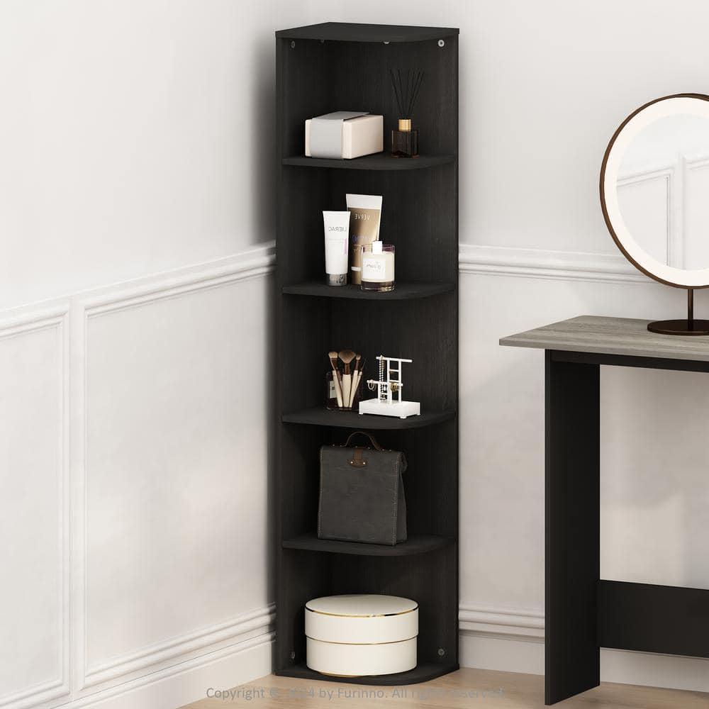 Furinno Reed 51.73 in. Tall Blackwood Wood 5-Shelf Bookcase