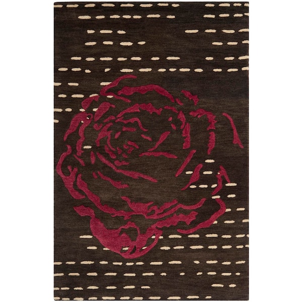 Wyndham 3 ft. x 4 ft. Charcoal/Red Rose Dash Area Rug