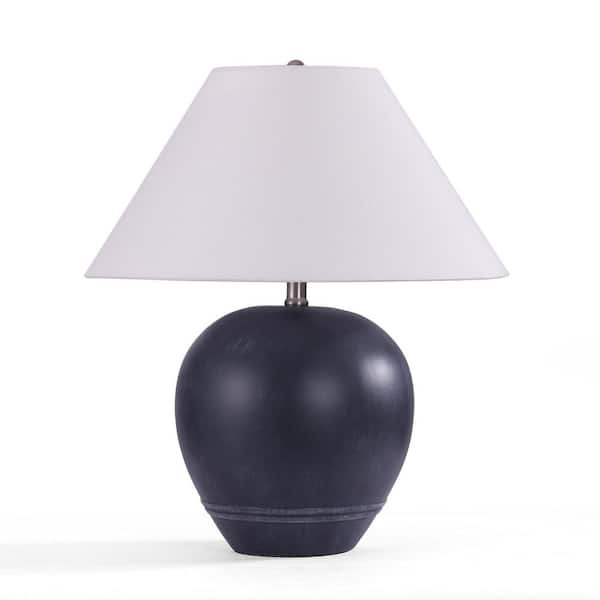 21.65 in. Black 1-Light Ceramic Table Lamp with Fabric Empire Shade