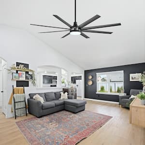 Archer 6 ft. Indoor Black/Satin Nickel 120-Volt 2420 Lumen Industrial Ceiling Fan with Integrated LED and Remote Control