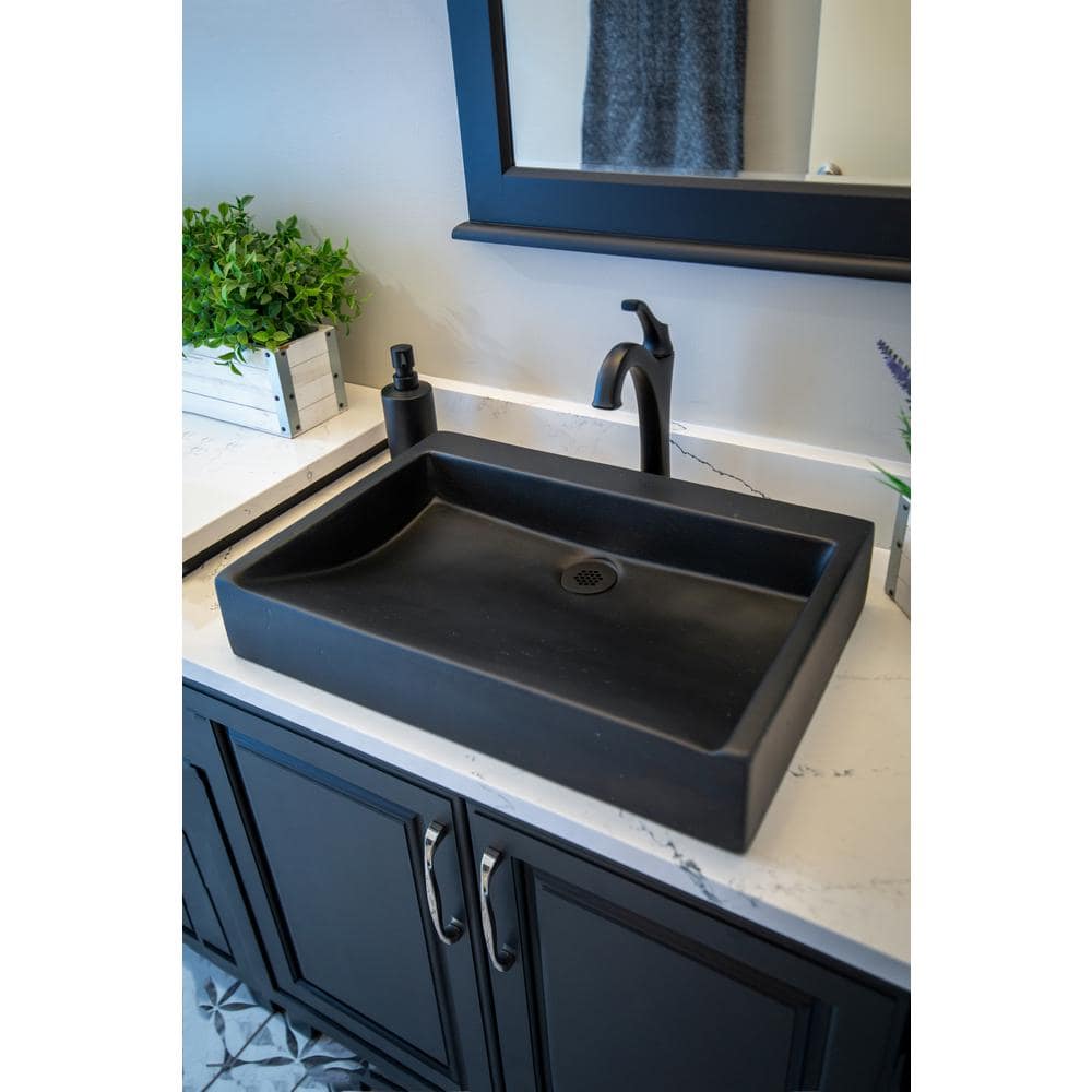 Eden Black Concrete Rectangular Undermount Bathroom Sink